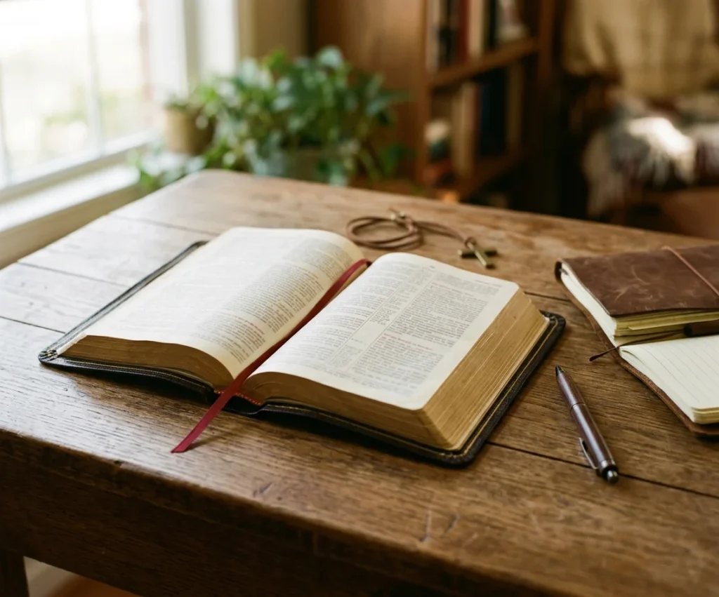 Open Bible with verses for business success