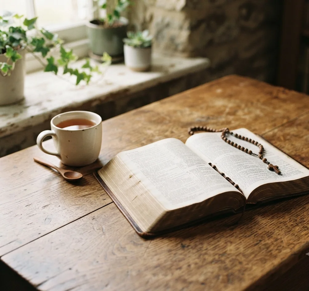  Open Bible representing verses for praying over a mom 