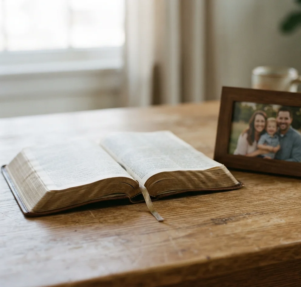 Open Bible representing verses to pray over a daughter 