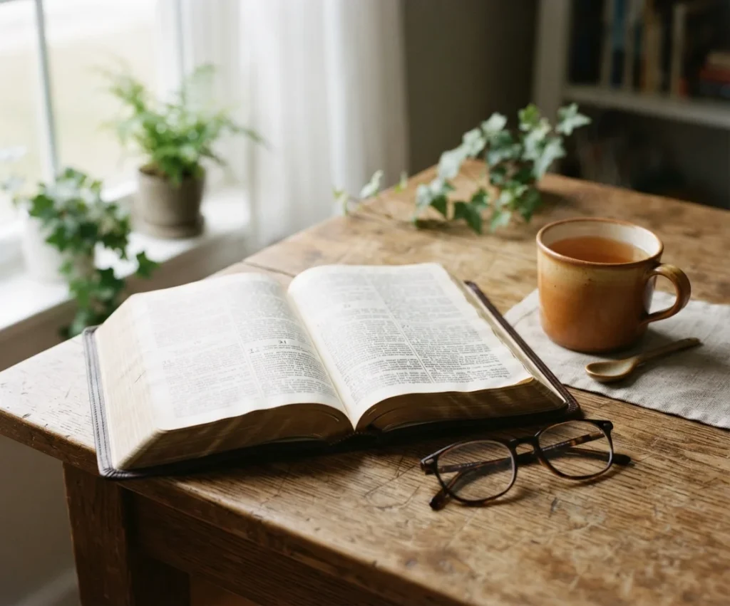 Open Bible representing verses for parents' health 