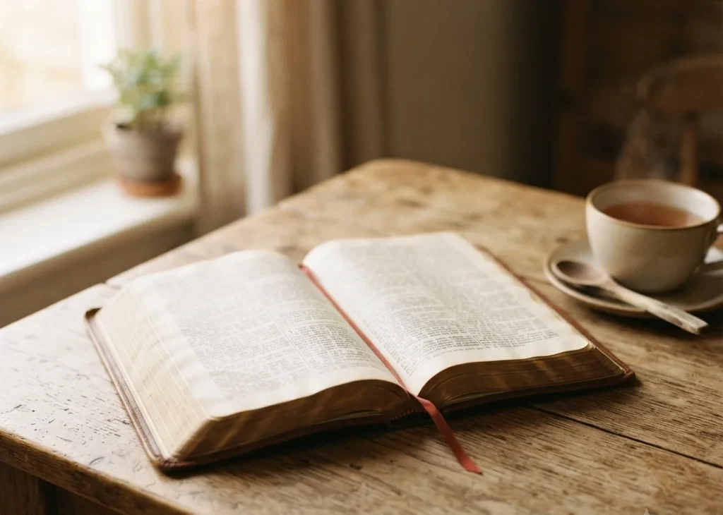 Open Bible representing verses on wisdom and studying
