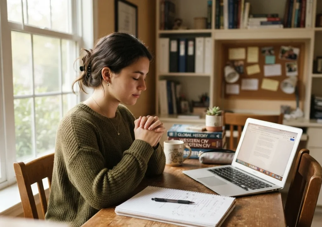 Praying for calm and confidence before an exam or interview.