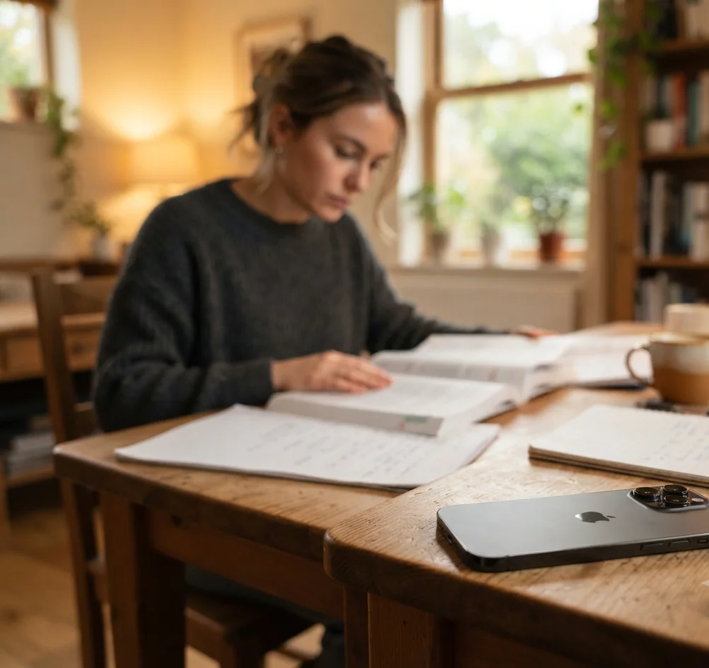 Setting aside phone distractions to focus on studying