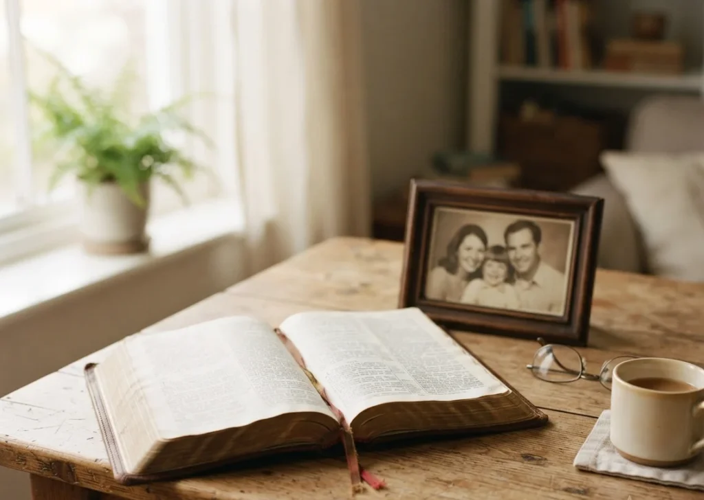 Open Bible representing verses for family unity and peace