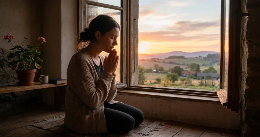 Miracle prayer for finding love — person praying at sunrise